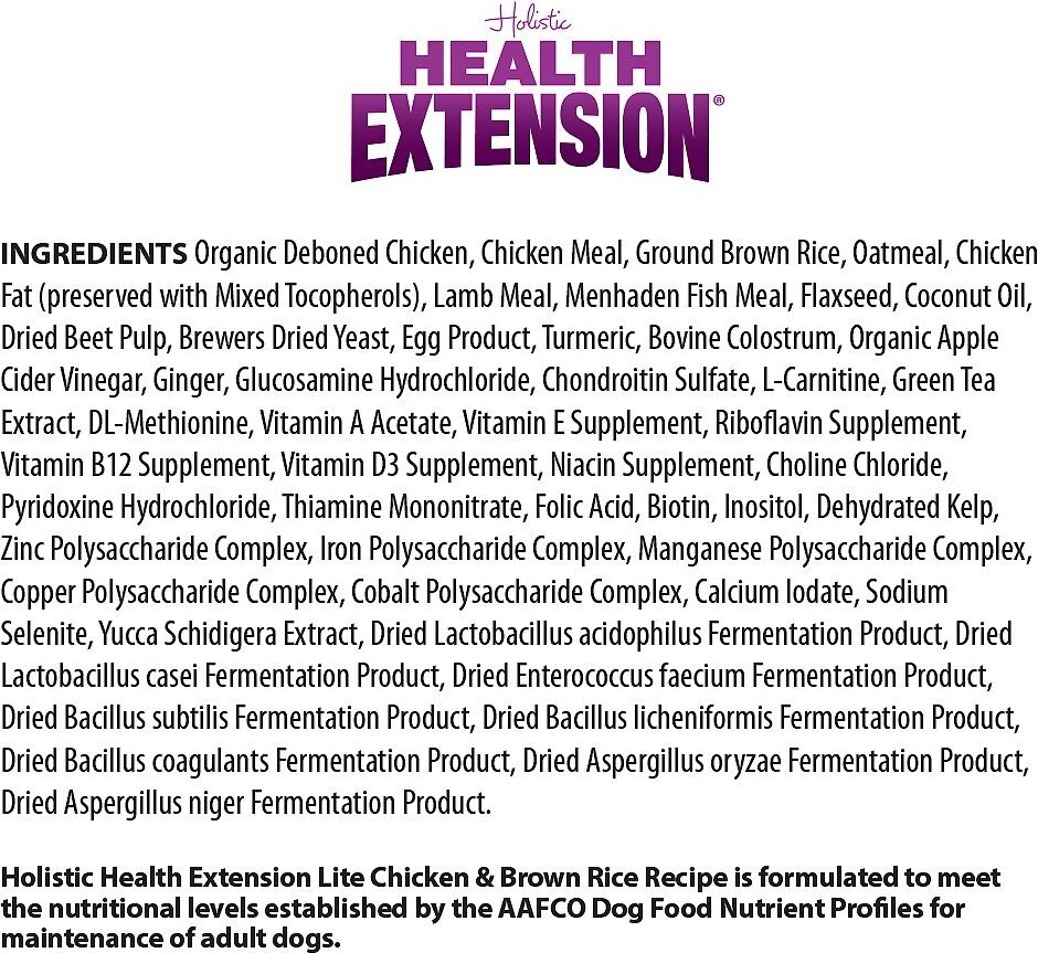 Health Extension Lite Chicken and Brown Rice Recipe Dry Dog Food