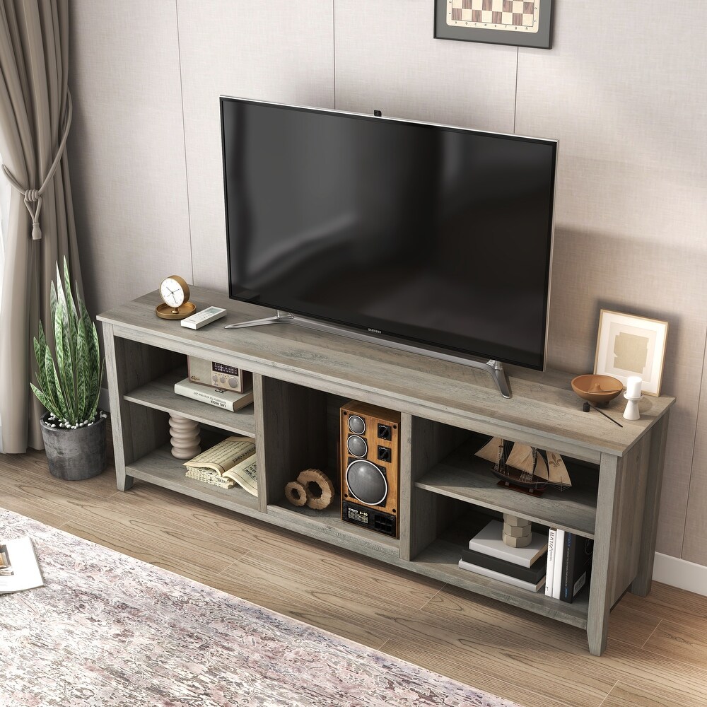 Grey Classical TV Stand Storage Media Console Entertainment Center   15 inches in width