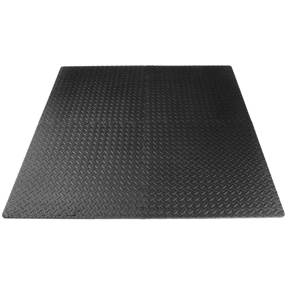 PROSOURCEFIT Exercise Puzzle Mat Black 24 in. x 24 in. x 0.5 in. EVA Foam Interlocking Anti-Fatigue Exercise Tile Mat (6-Pack) ps-2301-pzzl-black