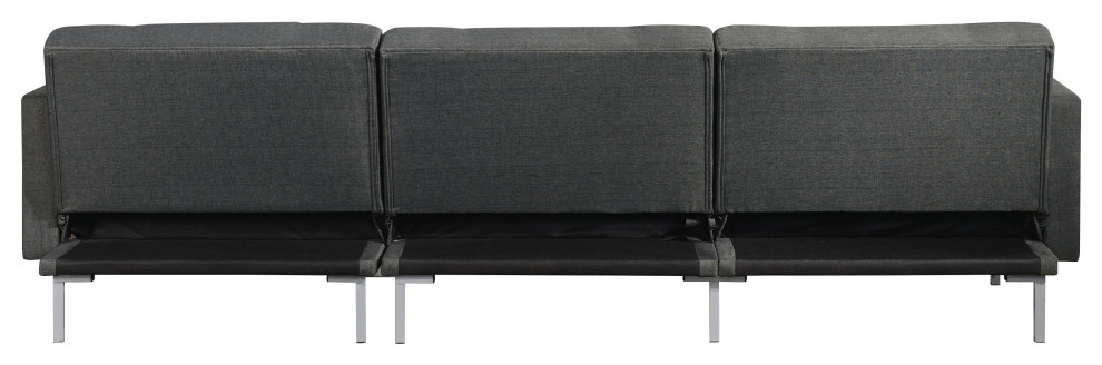 ACME Duzzy Reversible Sectional Sofa with 2 Pillows in Dark Gray Fabric   Contemporary   Sectional Sofas   by Acme Furniture  Houzz