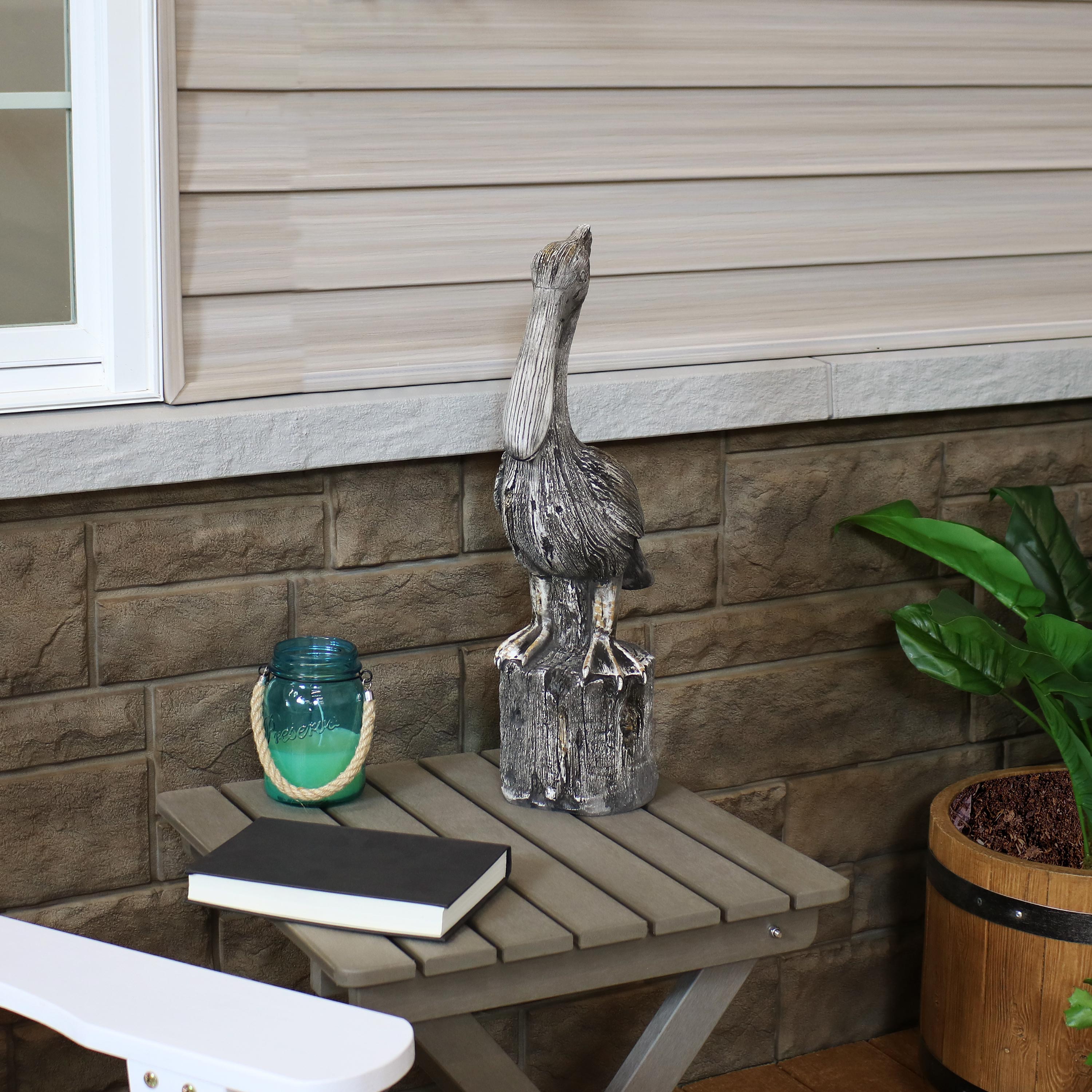 Sunnydaze Outdoor Polystone Nautical Pelican's Perch Garden Patio Lawn Landscape Statue - 22