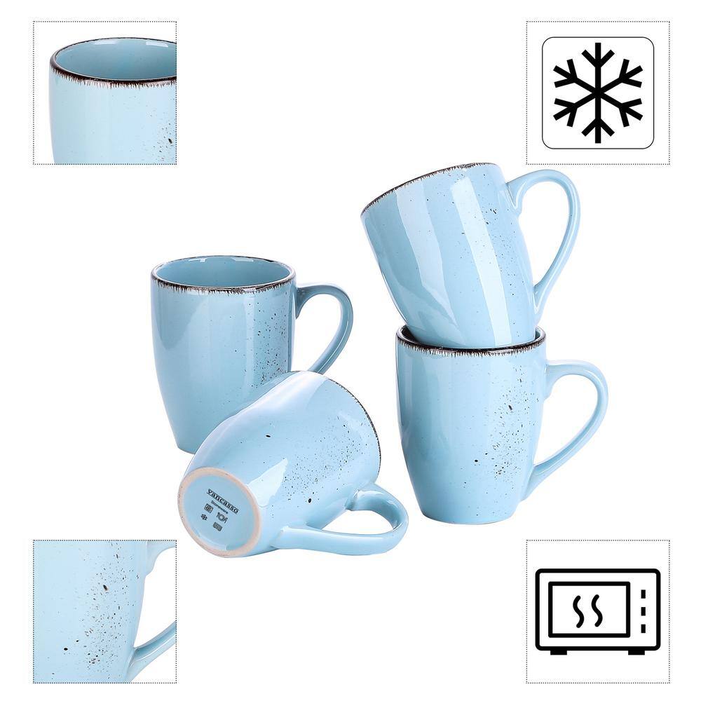 vancasso Series Navia Oceano 4-Piece 12oz.Mugs Porcelain Light Blue Extra Large Coffee Soup Coco Cup Mugs Service for 4 VC-NAVIA-3-SBZ