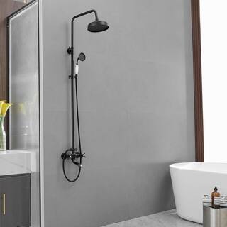 BWE Bathroom Luxury Wall Bar Shower Kit with Tub Faucet And Double Cross Handle in Matte Black A-98016-B