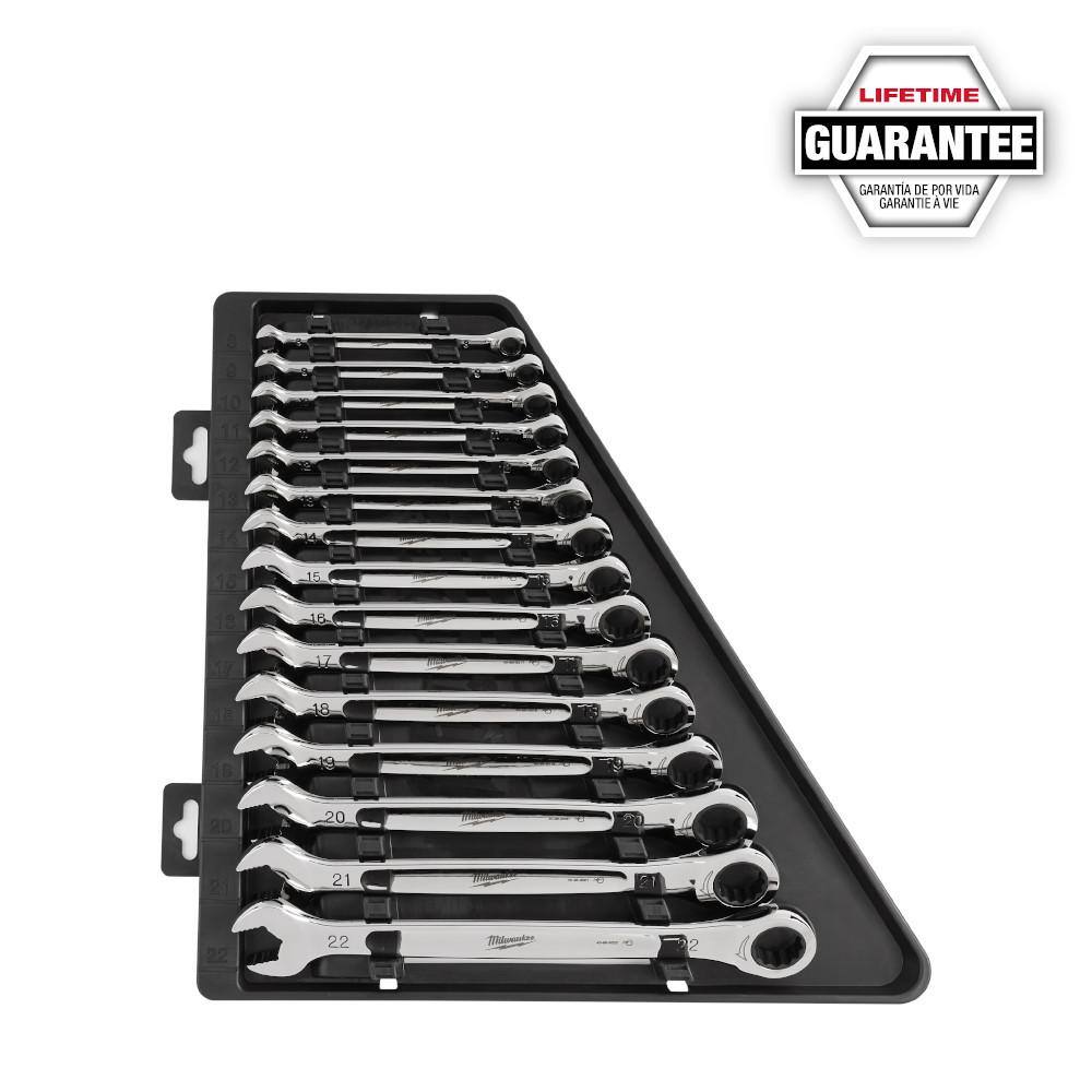 MW SAEMetric Combination Ratcheting Wrench Set with Metric Flex-Head Ratcheting Wrench Set (45-Piece) 48-22-9416-48-22-9516SB