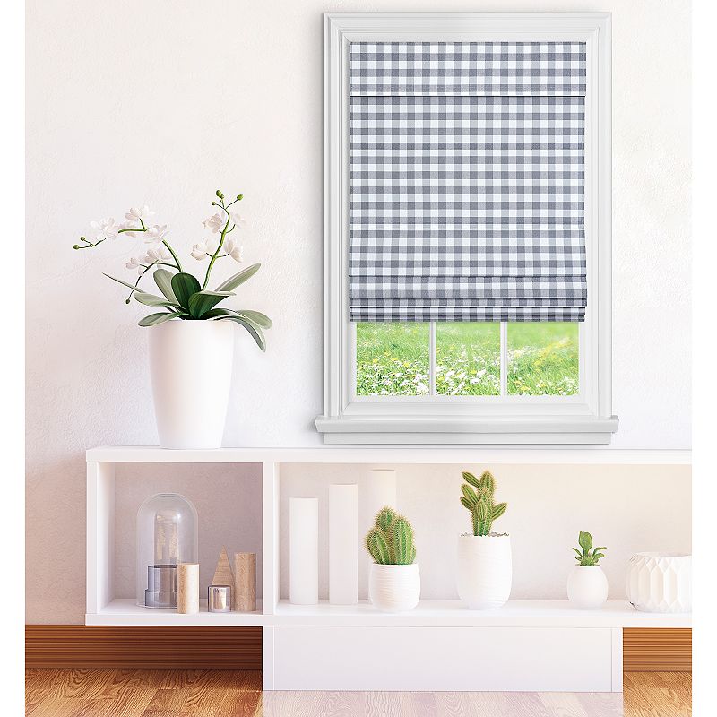 Achim Cordless Buffalo Check Roman Window Shade