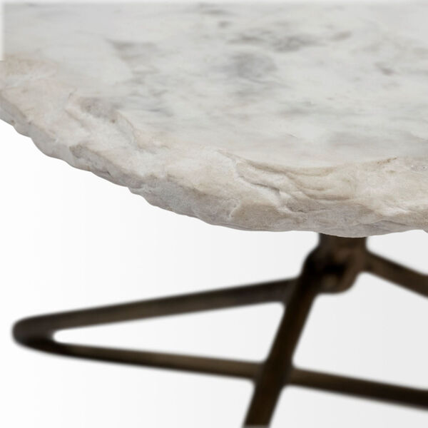 Pinera I Gold and White Irregular Marble Top Coffee Table