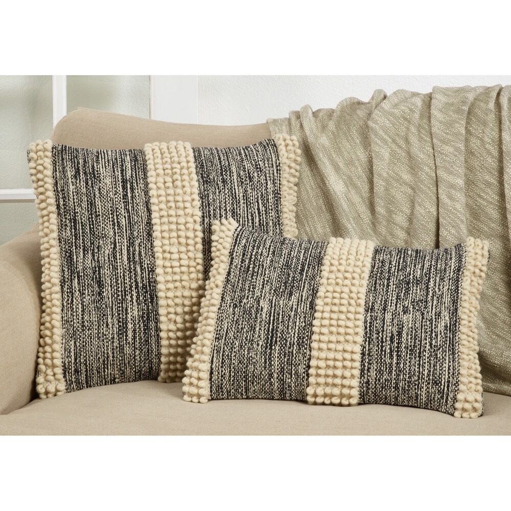 Throw Pillow With Pom Pom Stripe Design