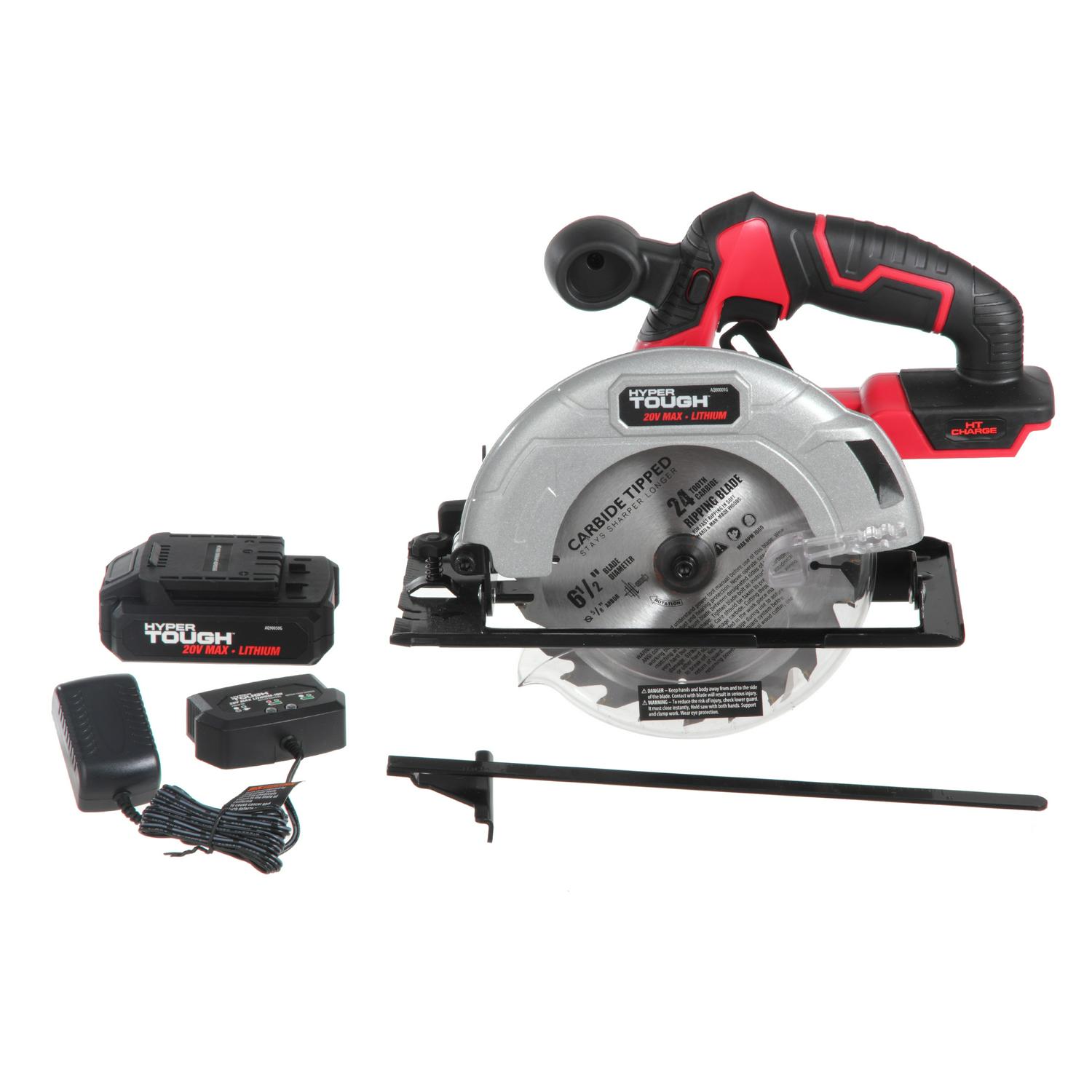 HyperTough 20V Lithium-ion 6-1/2 inch Circular Power Saw， Cordless， AQ80022G