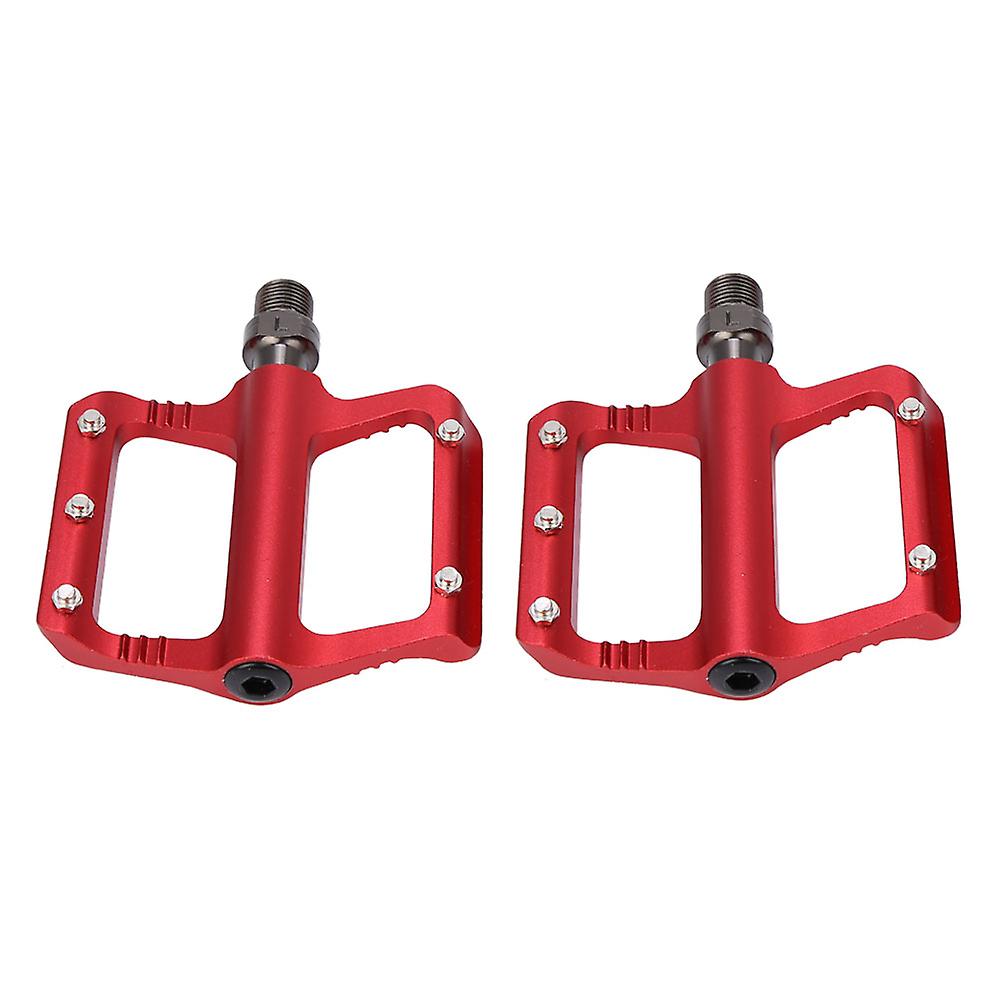 1 Pair 9/16 Axle Aluminum Alloy Mountain Bike Road Bicycle Lightweight Pedals (red)