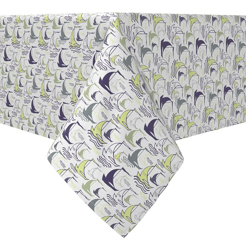 Square Tablecloth， 100% Cotton， 60x60， Sailing Boats Design