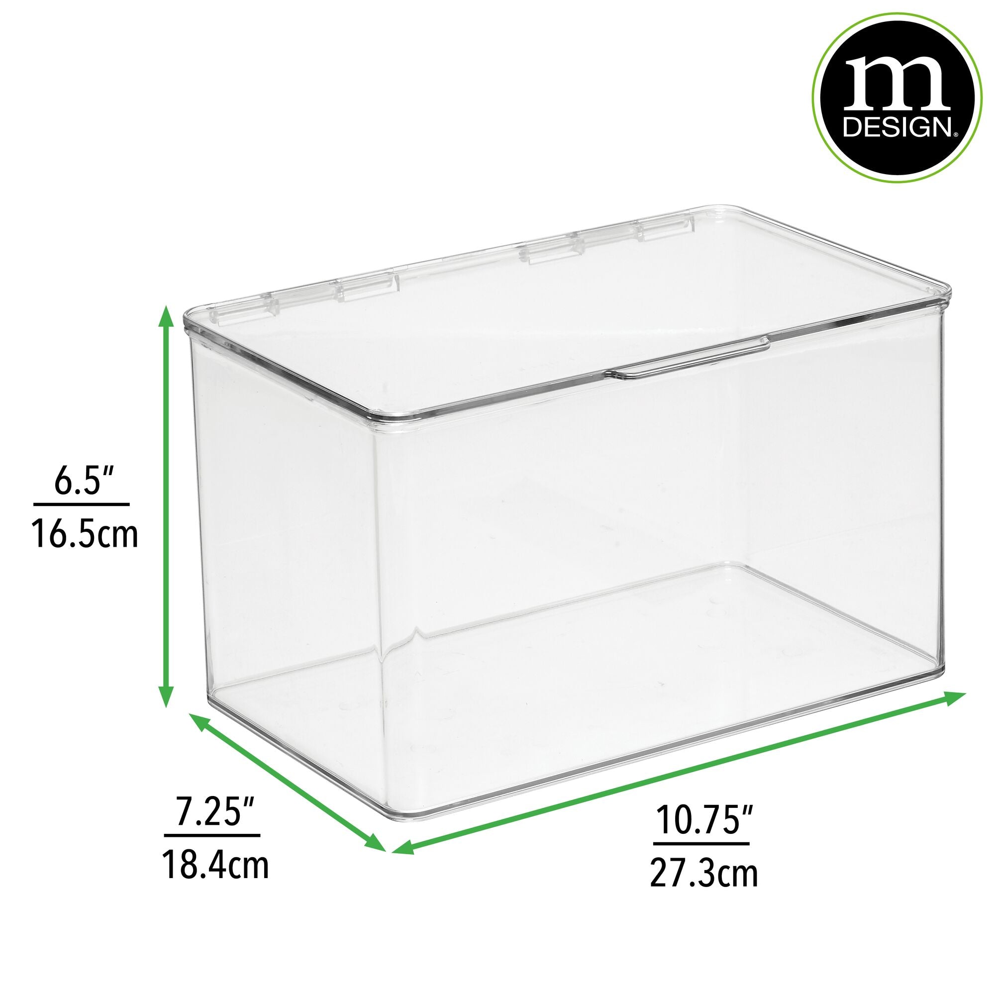 mDesign Plastic Stackable Food Storage Container Box with Hinged Lid - 4 Pack - Clear