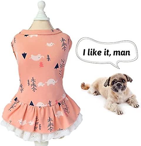 Yoitea Dog Dress Cotton Lace: Elephant Puppy Dress Pet Clothes Dog Costume For Summer Puppies Animal Cute Patterned Party Fashion Soft Breathable