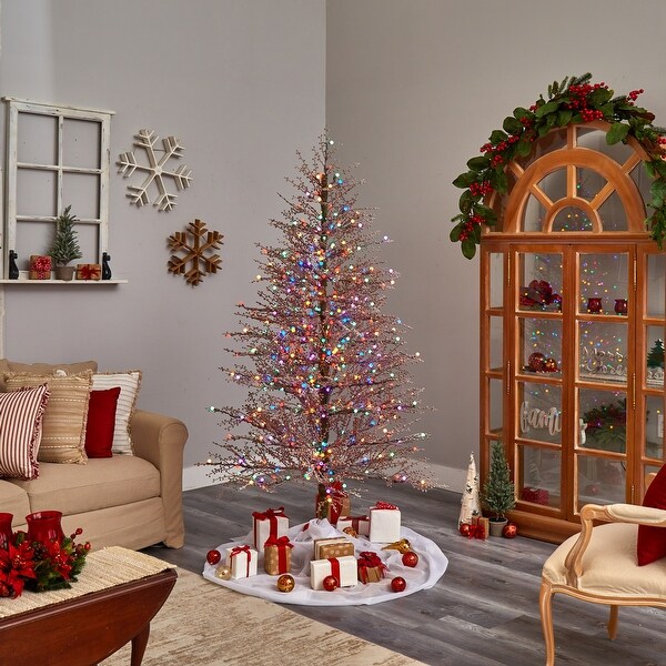 7' Frosted Berry Twig Christmas Tree with 450 Multicolored Lights