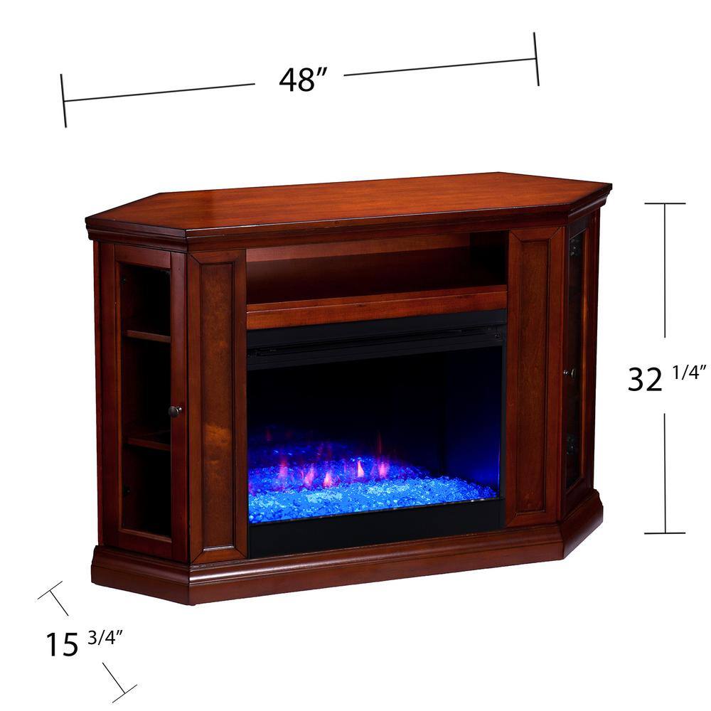 Southern Enterprises Denton Color Changing 48 in. Convertible Electric Fireplace TV Stand in Brown Mahogany HD013848