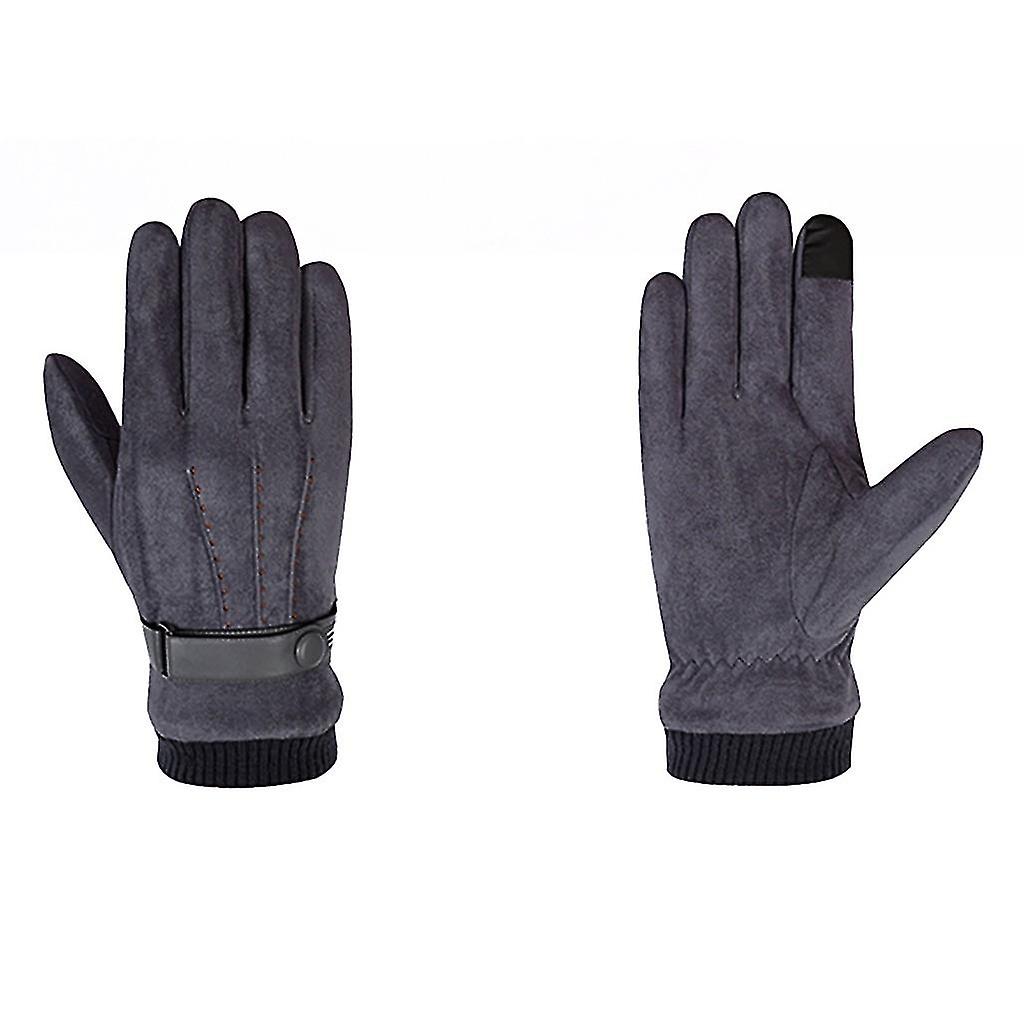 Winter Suede Leather Gloves Men Elegant Gloves Windproof Cycling Driving Gloves