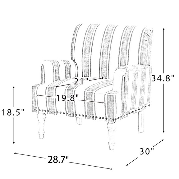 Thyrsus Armchair with Nailhead Trim and Turned Leg...