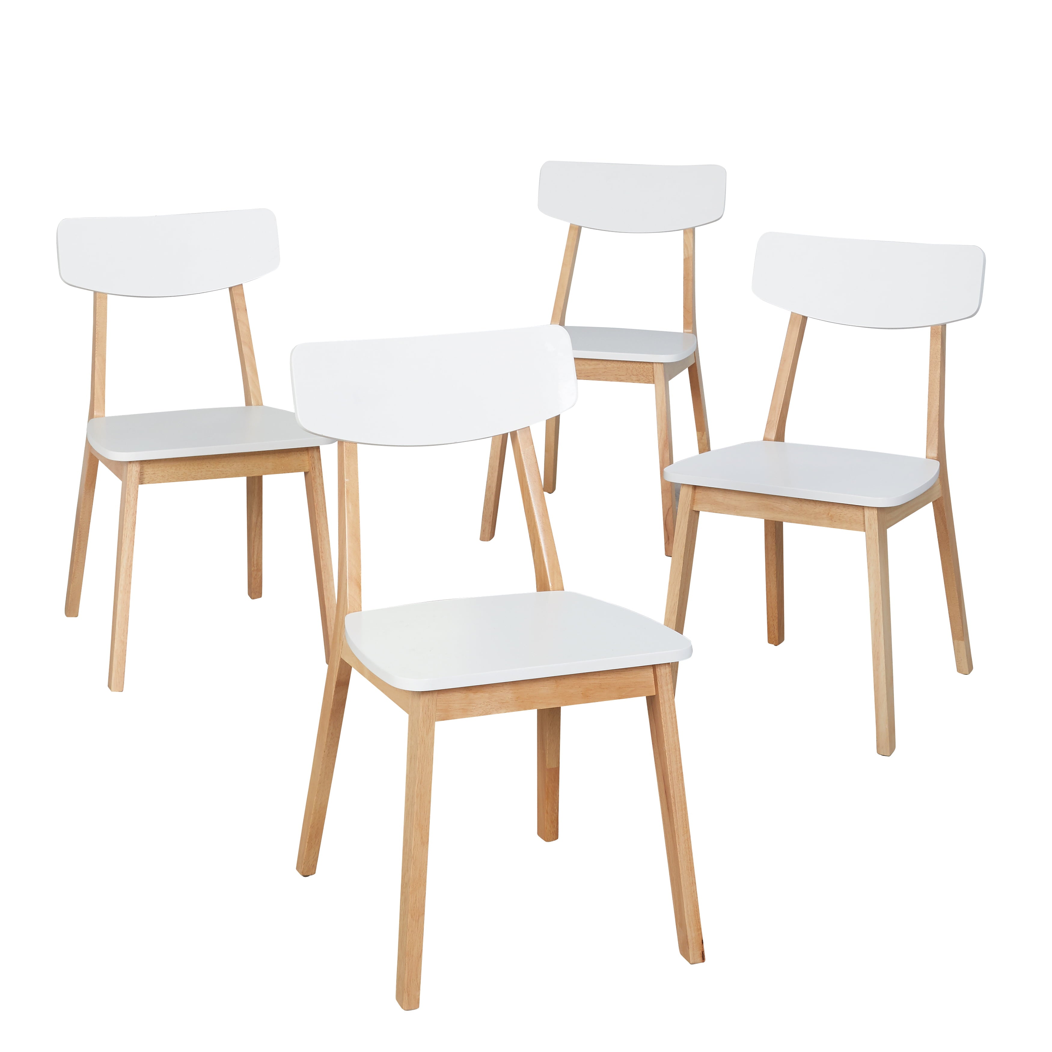 Modern Dining Table, White/Natural