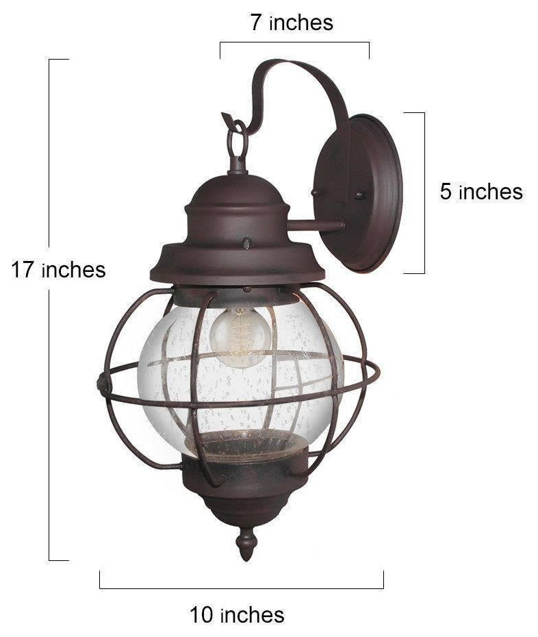 LNC Canes 1 Light Trasitional Antique Bronze Round Shade Outdoor Lighting   Beach Style   Outdoor Wall Lights And Sconces   by LNC  Houzz