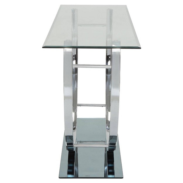 Danville Console Sofa Table With Glass Top Chrome Coaster