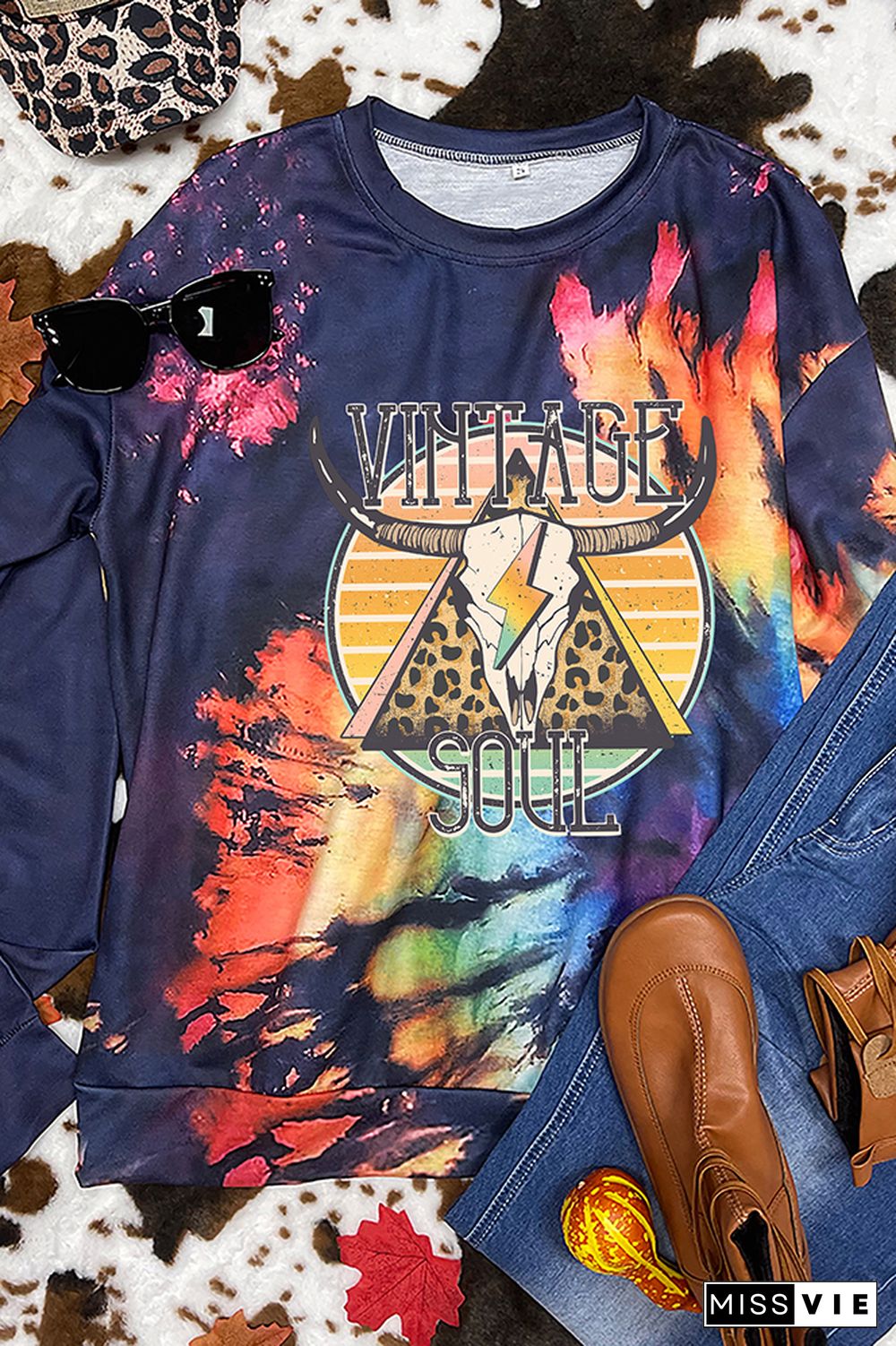 Vintage Soul Longhorn Retro Sweatshirt Women Wholesale