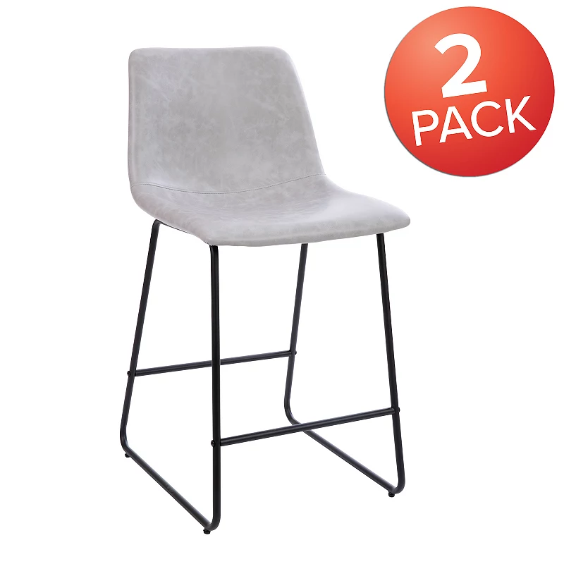 Flash Furniture 24-in. Faux-Leather Counter-Height Bar Stool 2-Piece Set