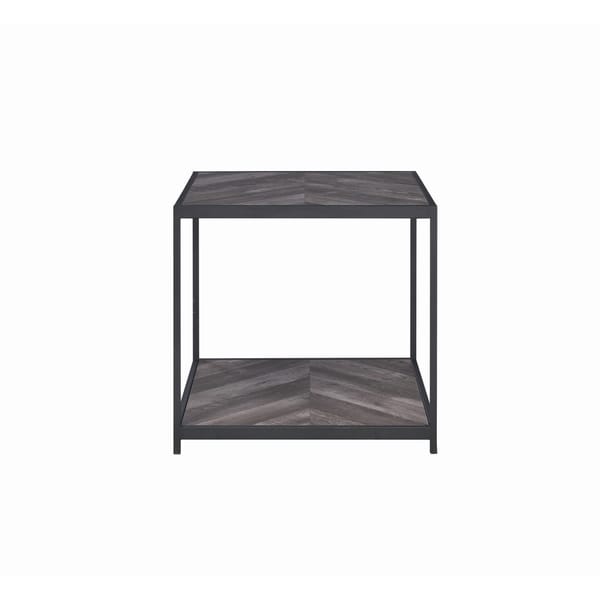 Coaster Furniture Beckley Rustic Grey Herringbone Chevron End Table