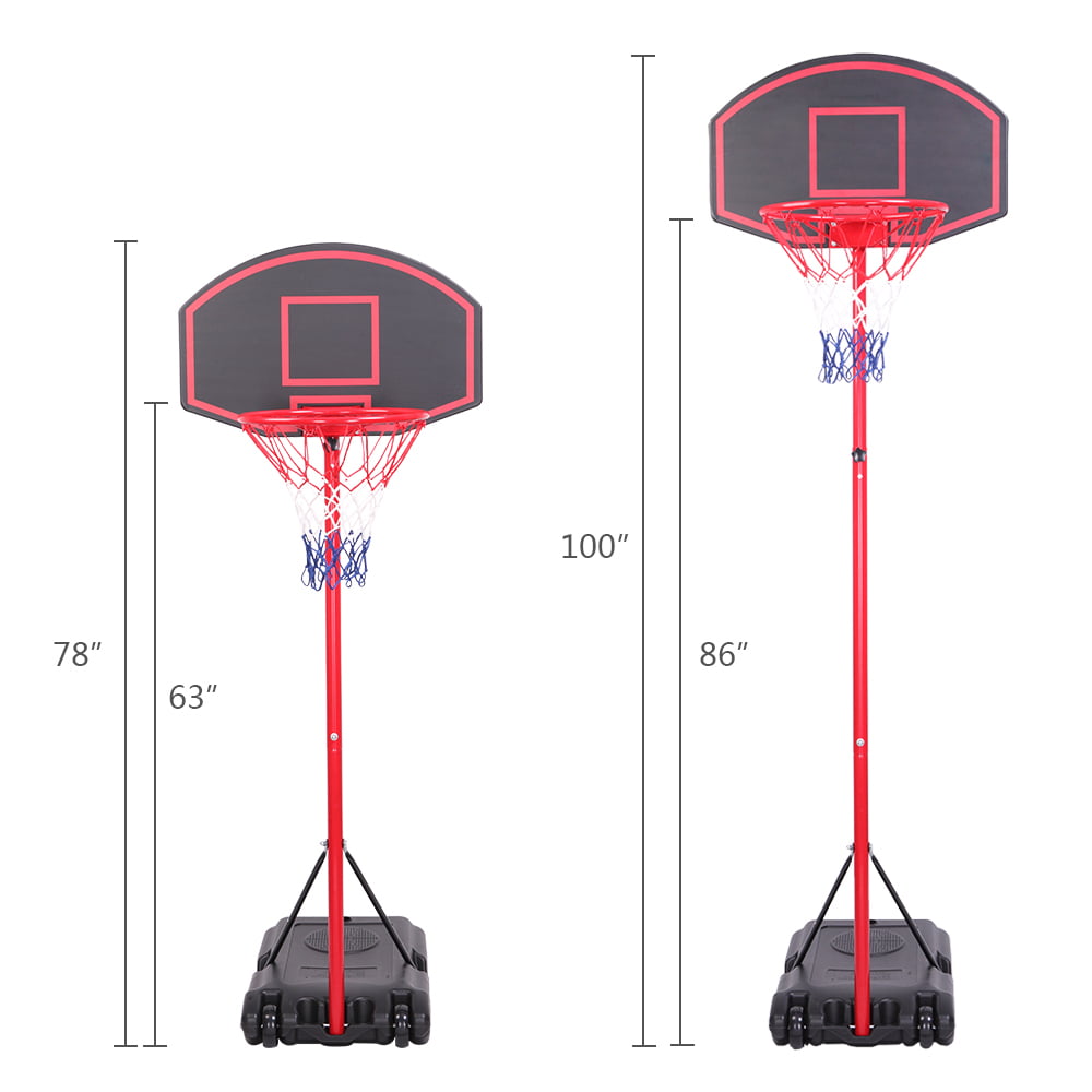 Zimtown Kids Basketball Stand， 5.2ft -7.2ft Height Adjustable Portable Basketball Hoop System， with Wheels， Indoor Outdoor Fitness