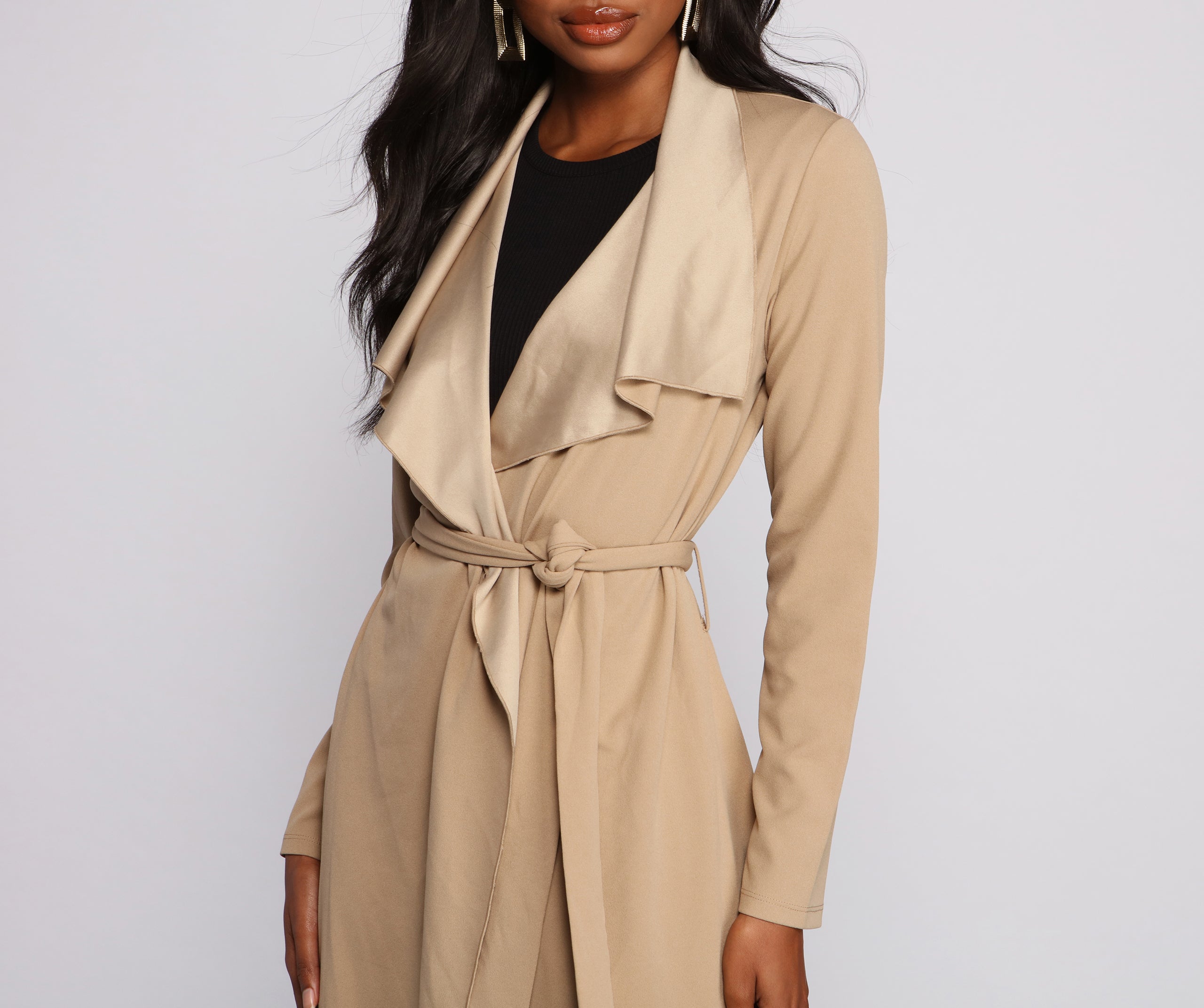 Girl On The Go Tie Front Trench