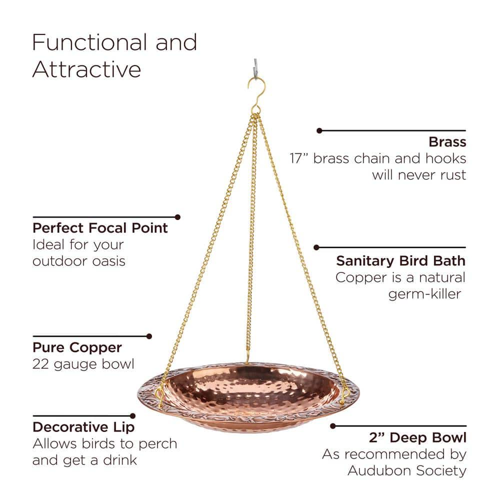 Good Directions Pure Copper Hanging Bird Bath BBH