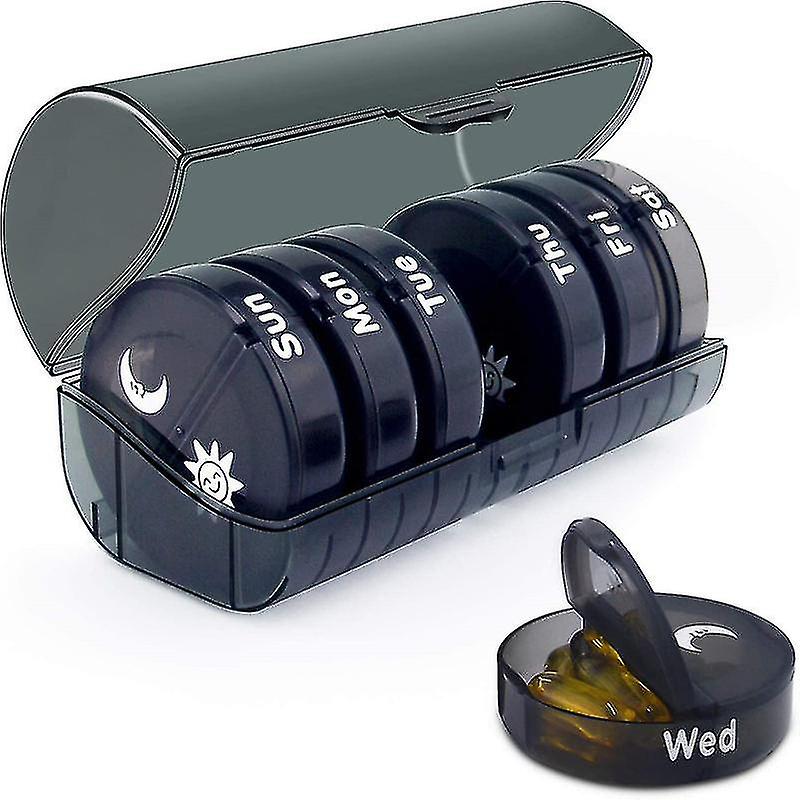 Gray Colorful Pill Storage Box 2 Times A Day Weekly Am Pm Pill Box Large Capacity 7-day Pill Box Suitable For Pills