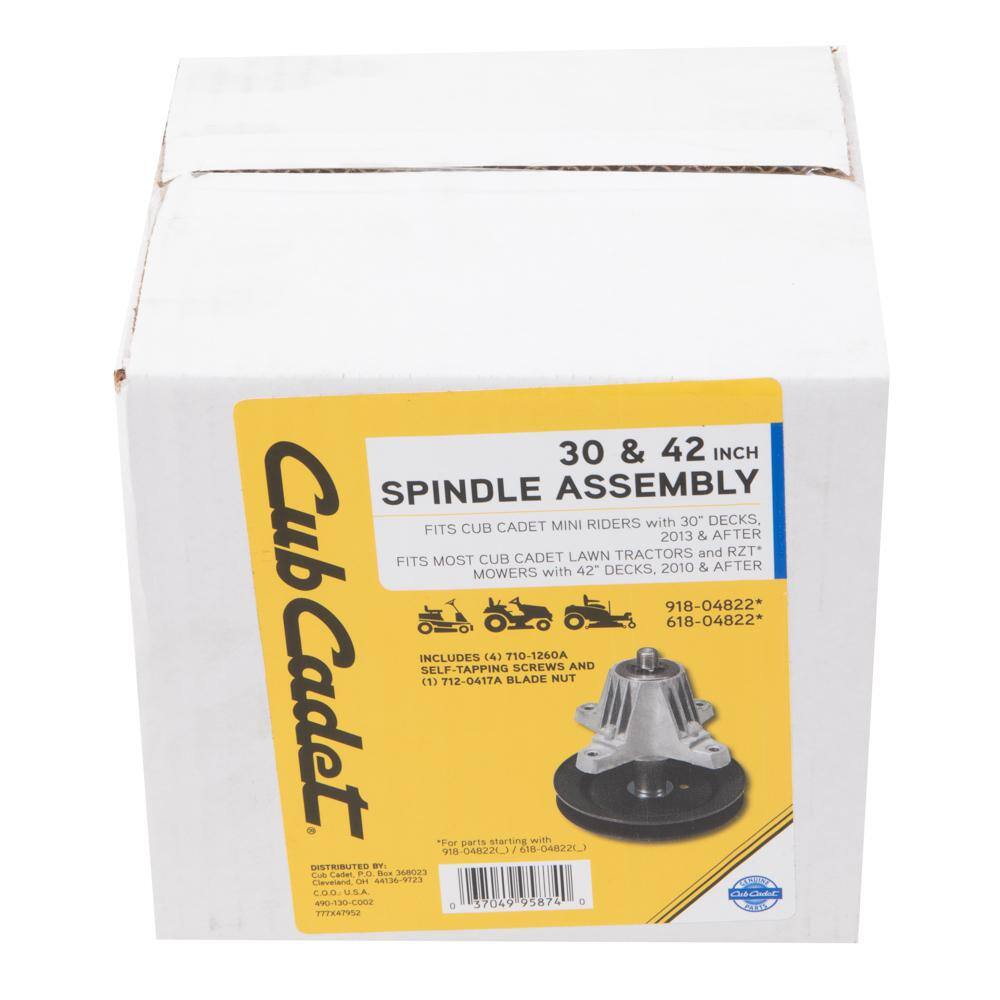 Cub Cadet Original Equipment Spindle Assembly for Select 30 in. and 42 in. Lawn Tractors and RZT's OE# 918-04822 and 618-04822 490-130-C002