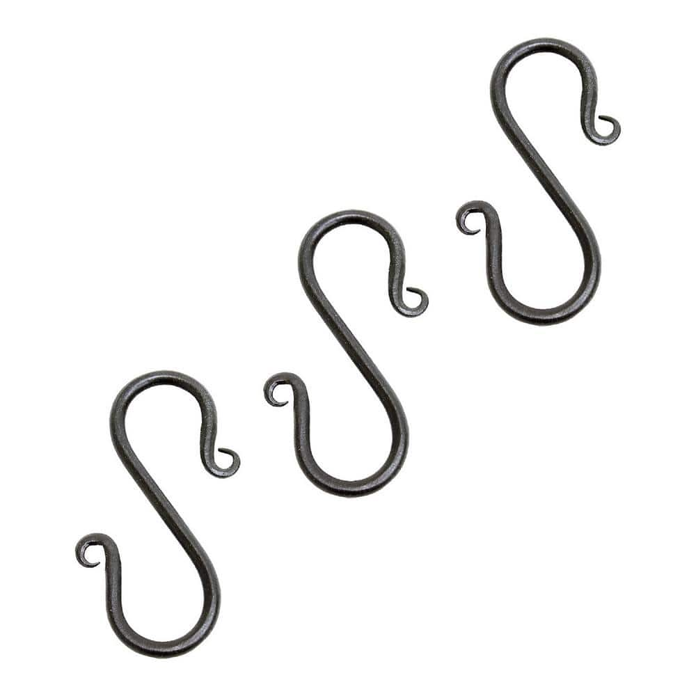 ACHLA DESIGNS 3.5 in. Tall Black Powder Coat Metal Decorative Mini S-Hook Brackets (Set of 3) SS-01-3