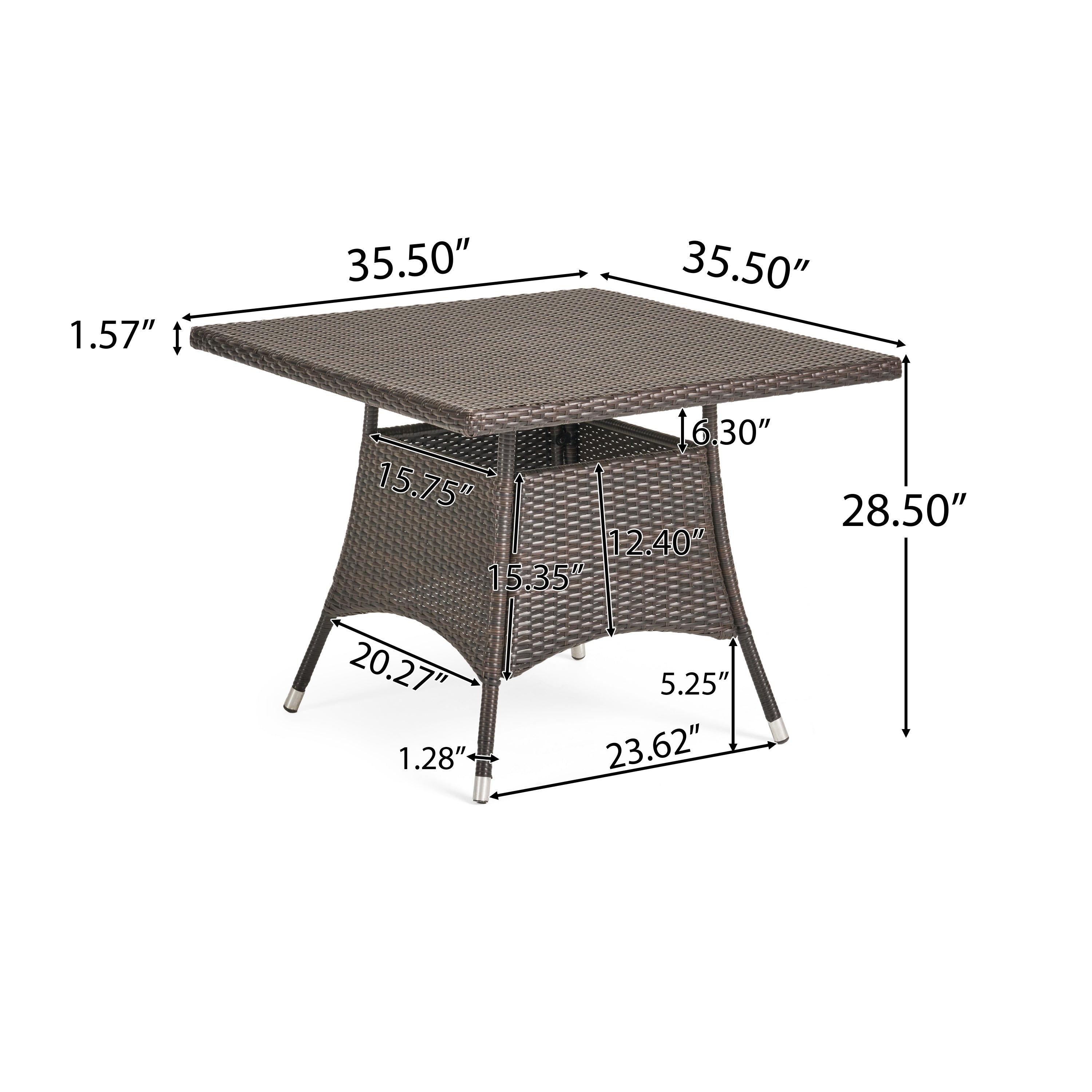 Kanasca Outdoor Multi Brown Polyethylene Square Dining Table