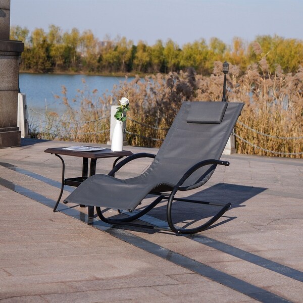 2-Pieces Outdoor Iron Rocking U-shaped Lounge Chair