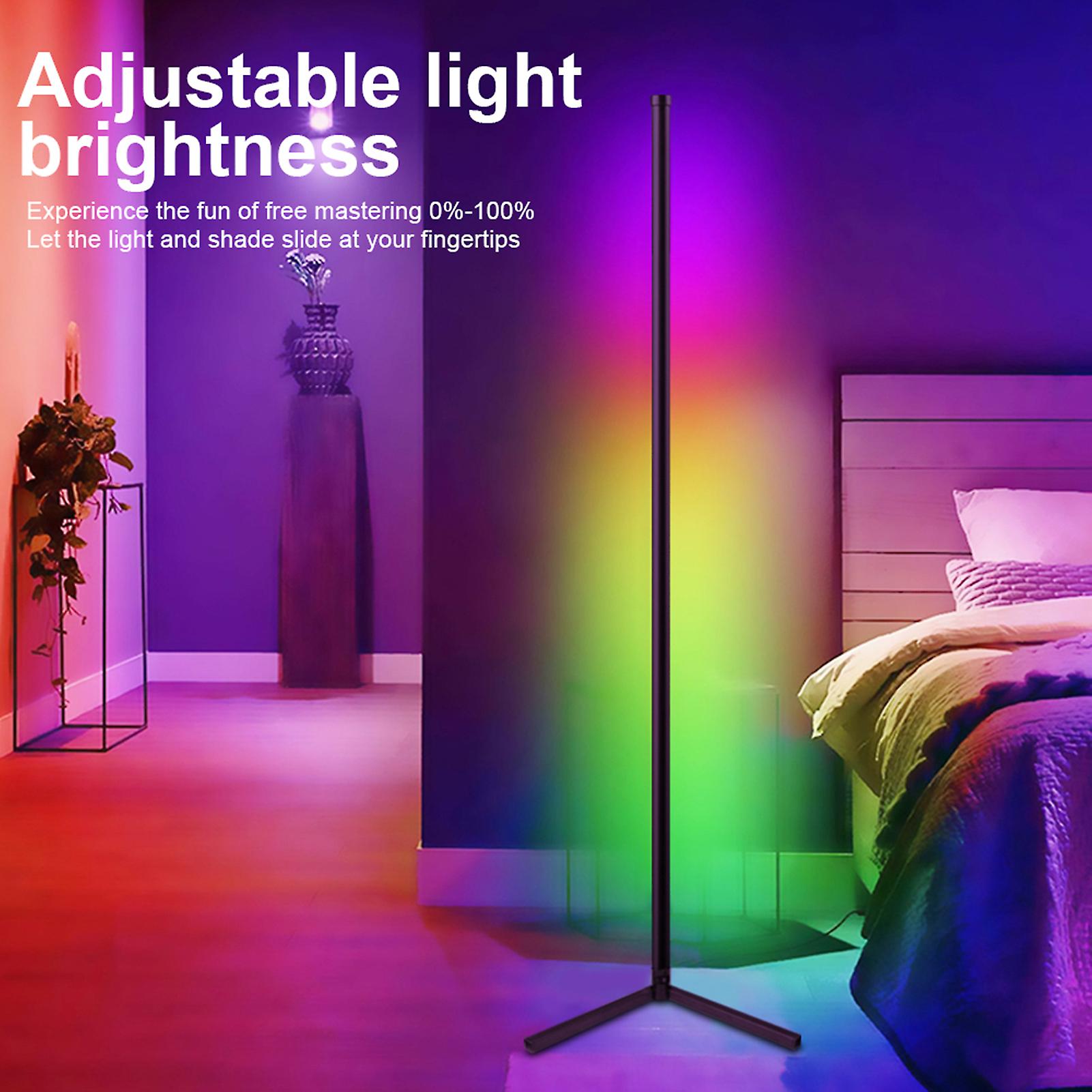 9w 150cm/59inches Bt Connected Leds Rgb Corner Floor Lamp Standing Light Usb Operated With Controlller/ 3 Controlling Modes/ 256 Dynamic Effects/ Timi