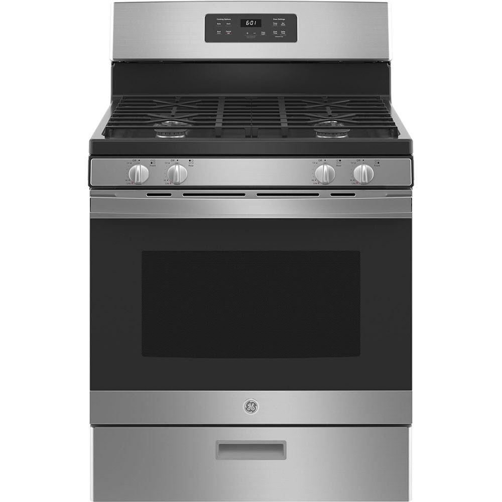 GE 30-inch Freestanding Gas Range with Broiler Drawer JCGBS61RPSS