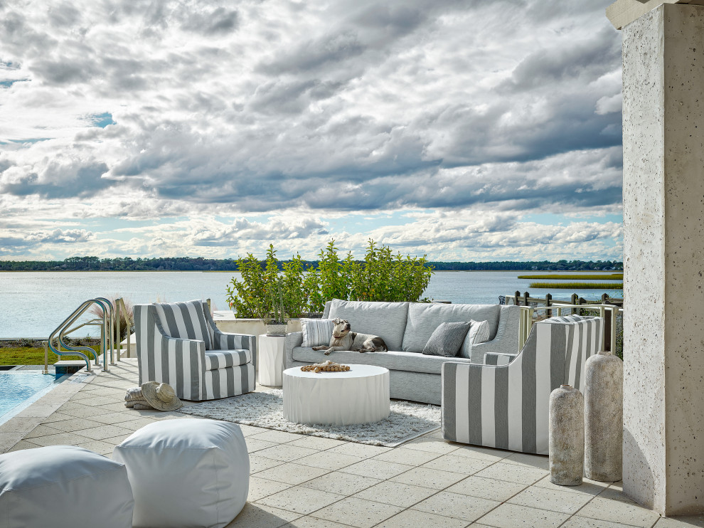 Geneva Cast Concrete Cocktail Table   Beach Style   Outdoor Coffee Tables   by Universal Furniture Company  Houzz