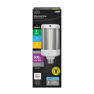 Feit Electric 300W Equivalent Corn Cob Motion Activated  Dusk To Dawn High Lumen HID Utility LED Light Bulb Daylight 5000K (1-Bulb) C50005KDDMMLEDHDRP