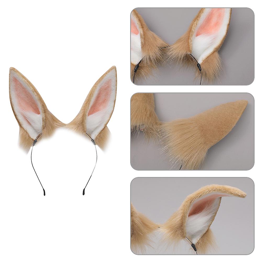 Plush Rabbit Ears Headband Simulation Animal Ears Headdress Suitable For Halloween Christmas Party Role Playing Pink