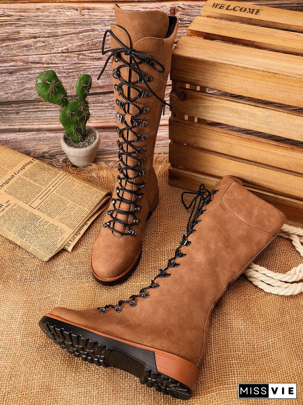 Retro Suede Zipper Martin Combat Boots