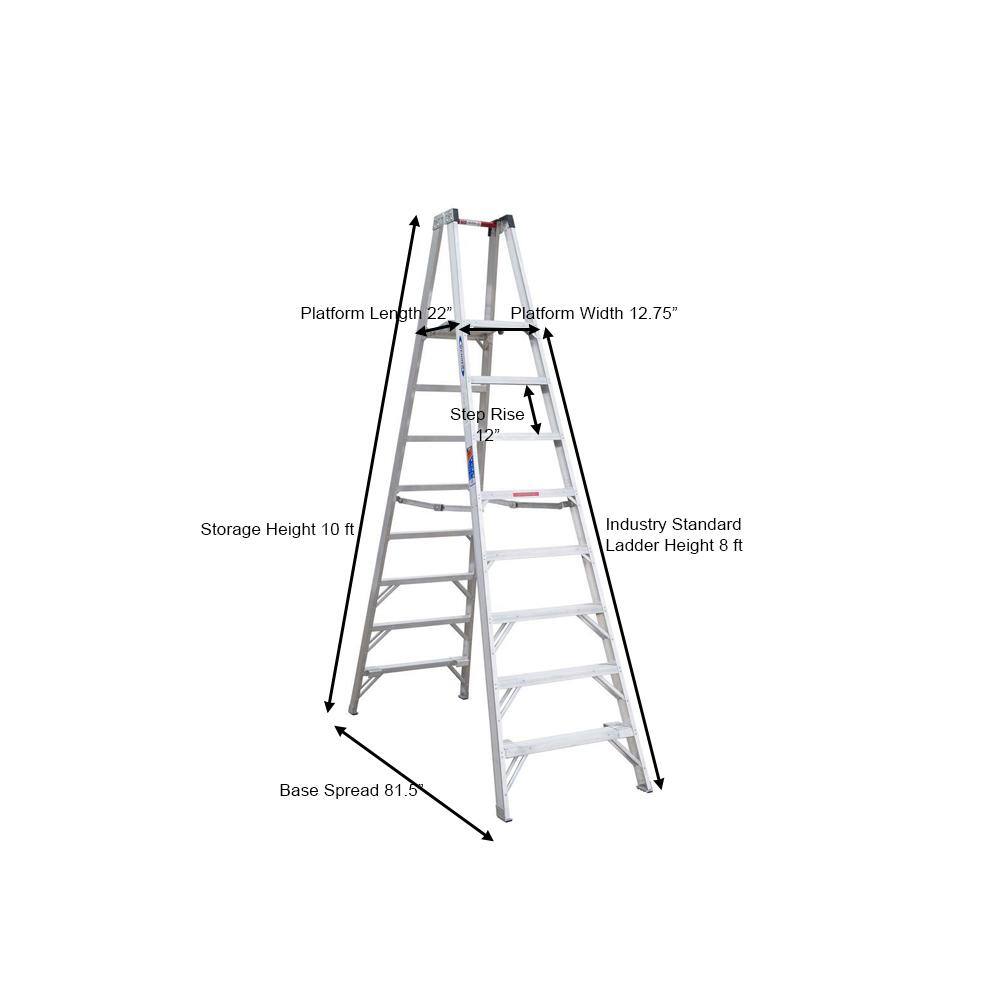 Werner 14 ft. Reach Aluminum Platform Twin Step Ladder with 300 lb. Load Capacity Type IA Duty Rating PT378