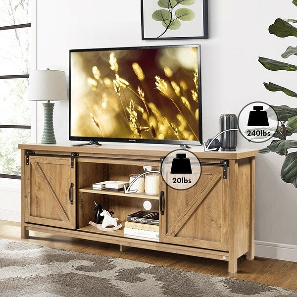 TV Stand with Cabinet Sliding Barn Door - 58