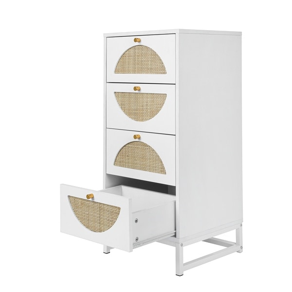 Natural rattan， 4 drawer cabinet， Suitable for living room， bedroom and study， Diversified storage