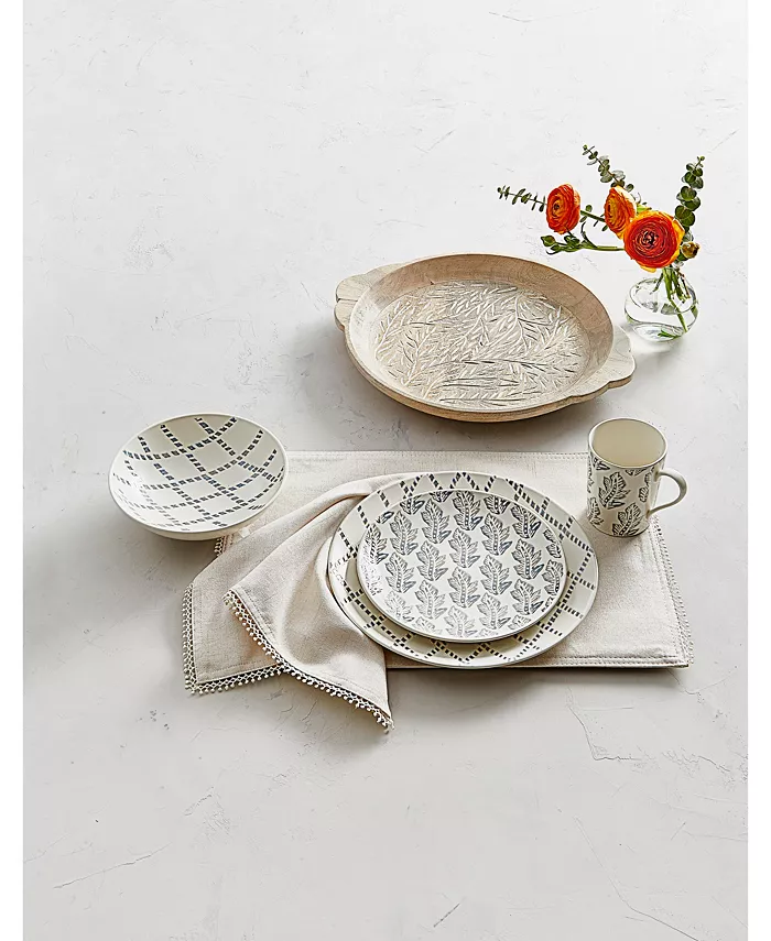 Lenox Textured Neutrals  Lattice Leaf 12-PC Dinnerware Set Service for 4