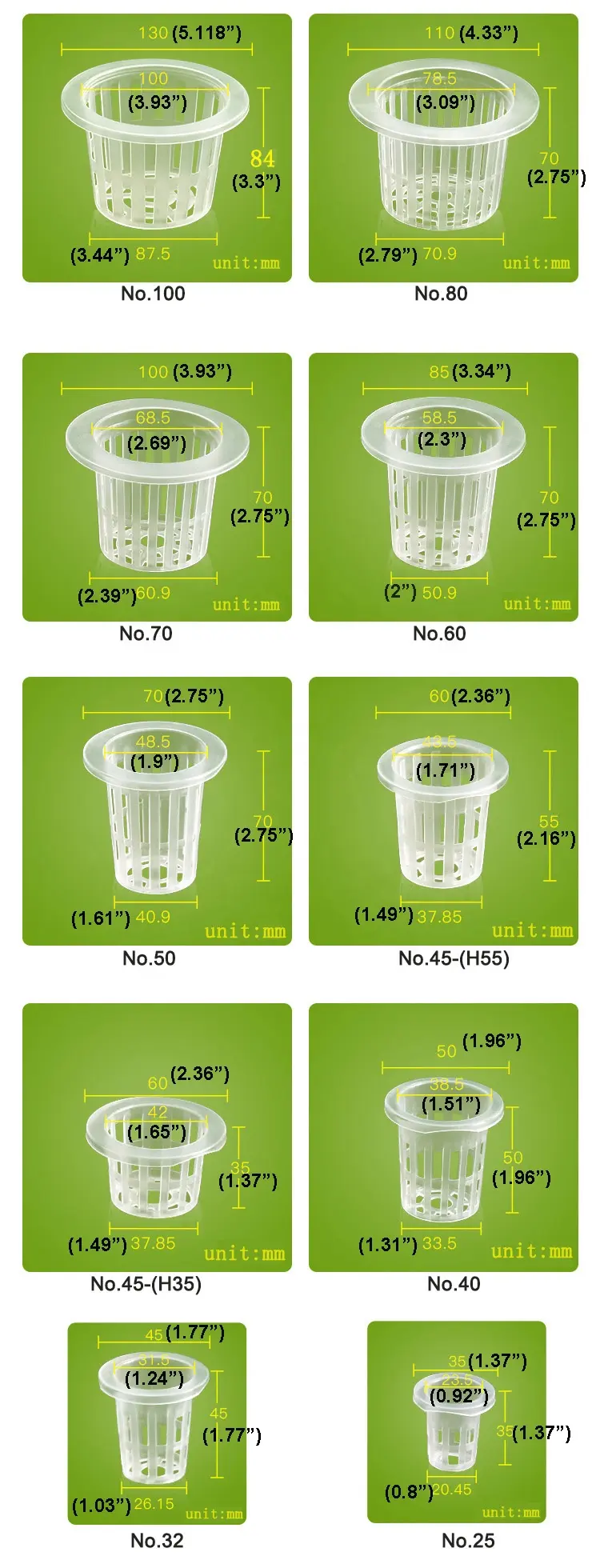 Factory wholesale Mesh Pot Net Basket for Hydroponics and Aeroponics