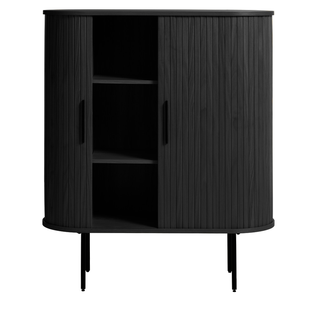 Rye Studio Nicola Mid Century Modern Rounded Sliding Door Cabinet 39\