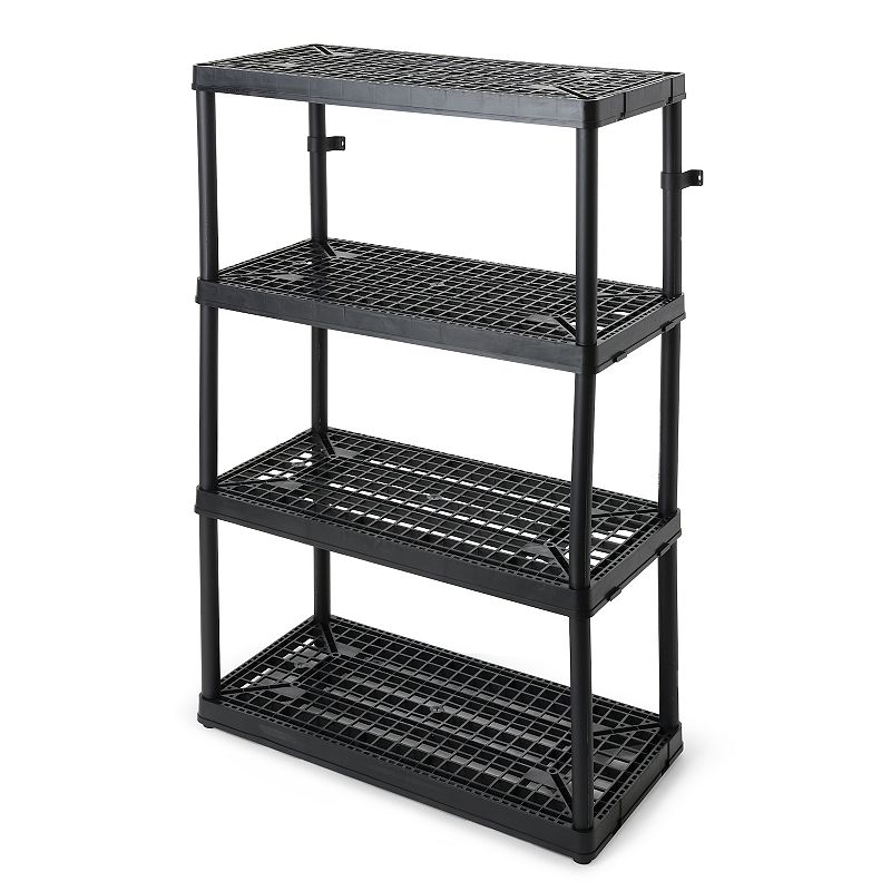 Gracious Living 4 Shelf Fixed Height Ventilated Heavy Duty Storage Unit， Black