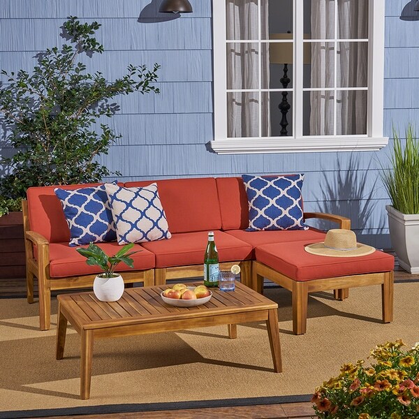 Grenada Outdoor Acacia Sectional Sofa Set by Christopher Knight Home