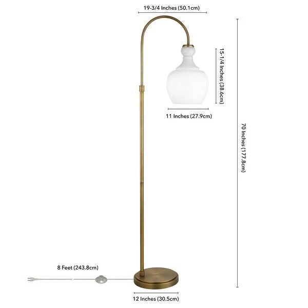 Verona Arc Floor Lamp with White Milk Glass Shade