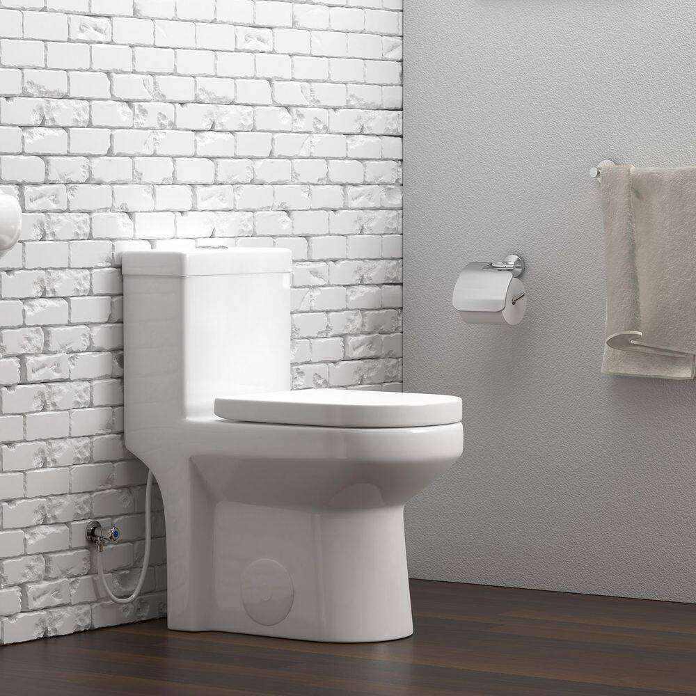 HOROW 1-piece 0.81.28 GPF Dual Flush Round Toilet in White with Durable UF Seat Included HR-0033U